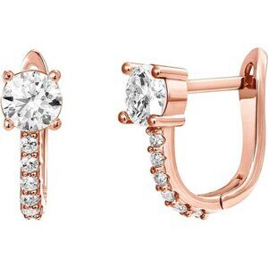 14K Gold Plated 925 Sterling Silver Post Cubic Zirconia Huggie Earrings